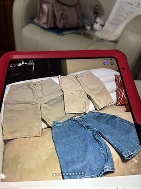 Men's Flat Front Casual Shorts - Khaki and Denim